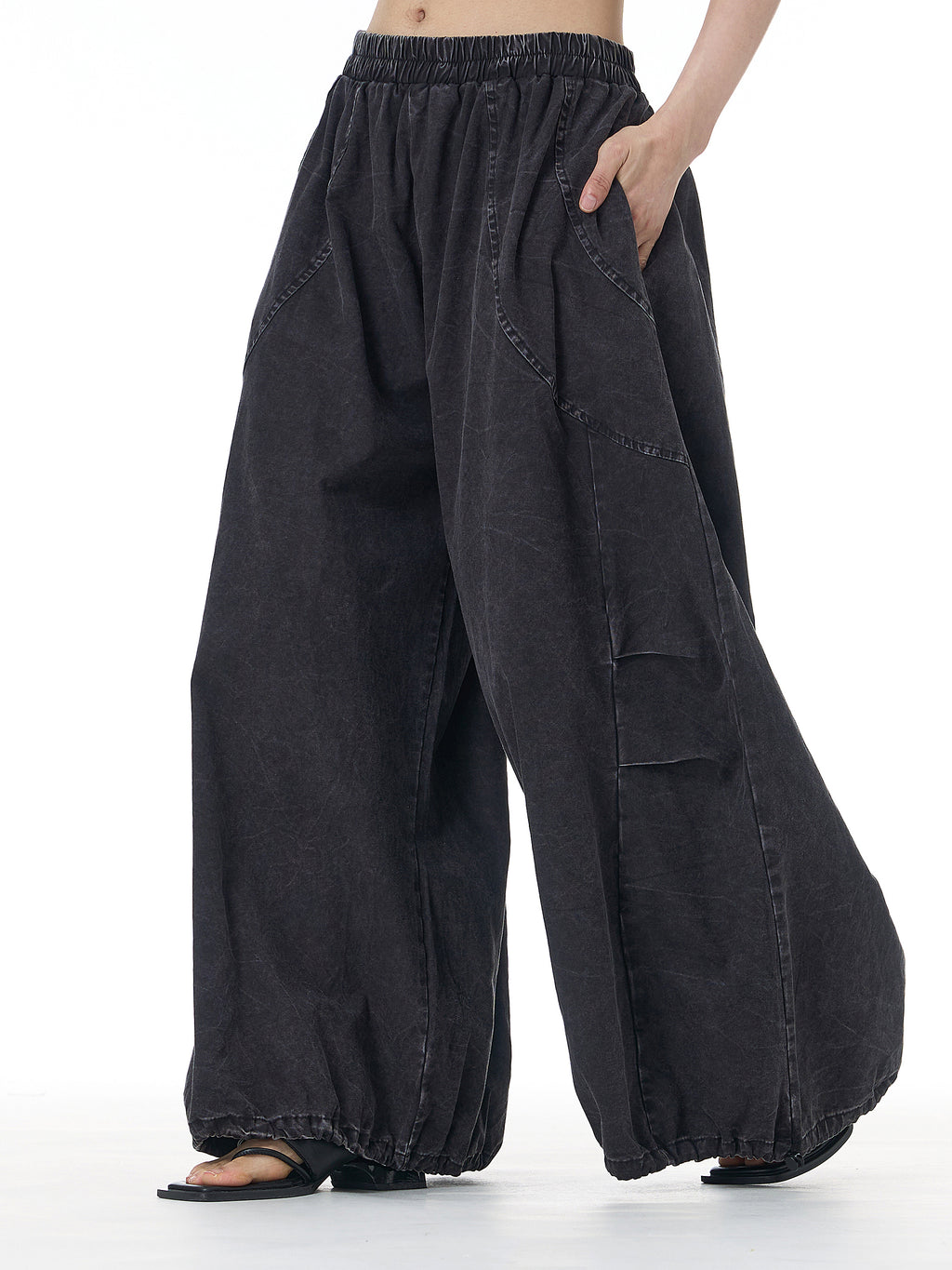 Washed Cargo Wide Leg Jogger Pants 68980