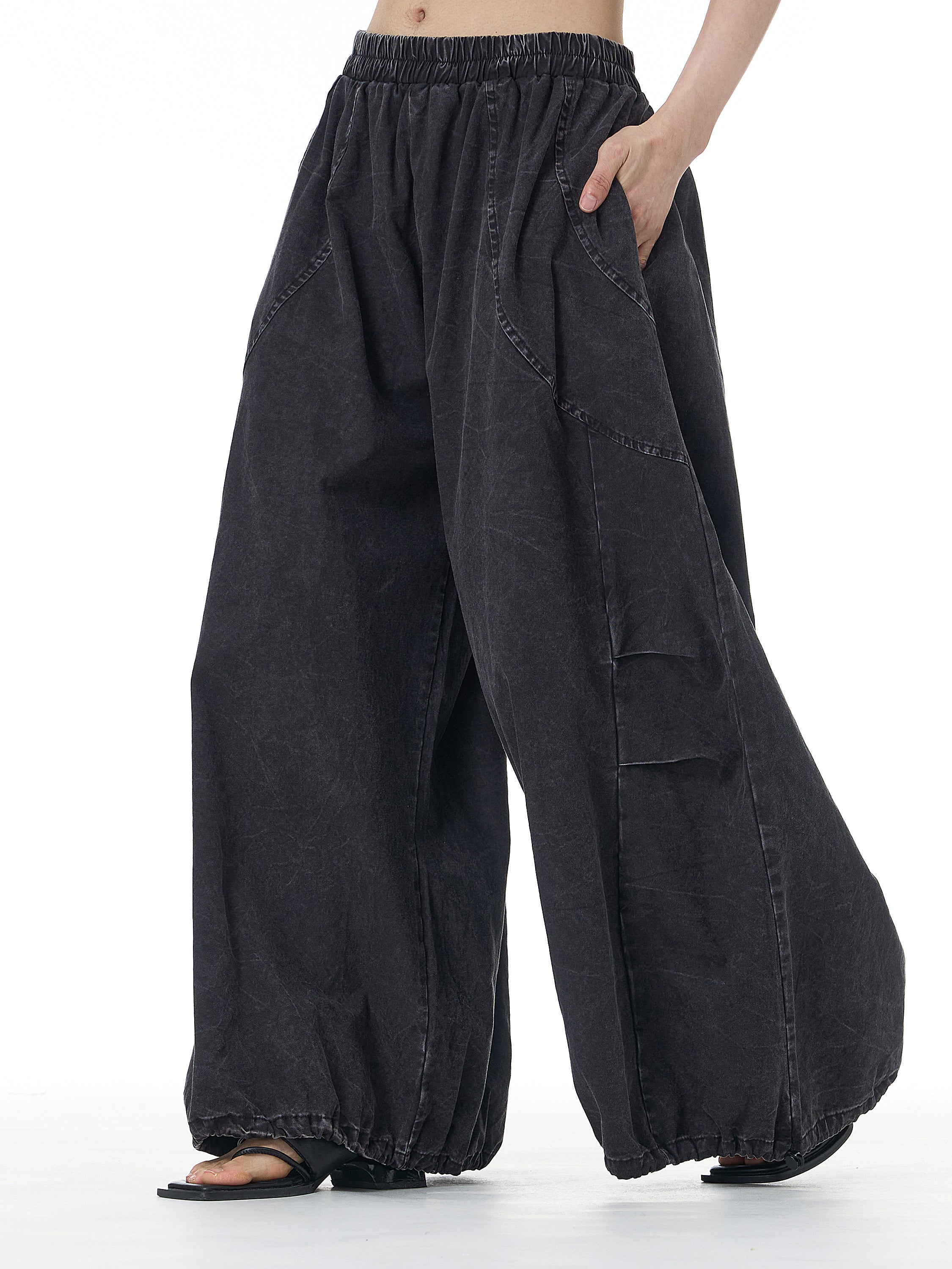 Washed Cargo Wide Leg Jogger Pants 68980