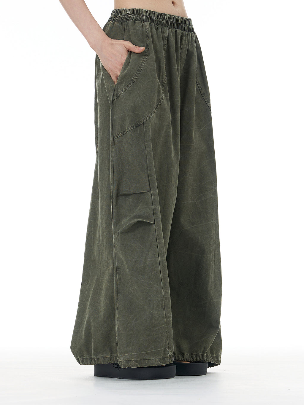 Washed Cargo Wide Leg Jogger Pants 68980