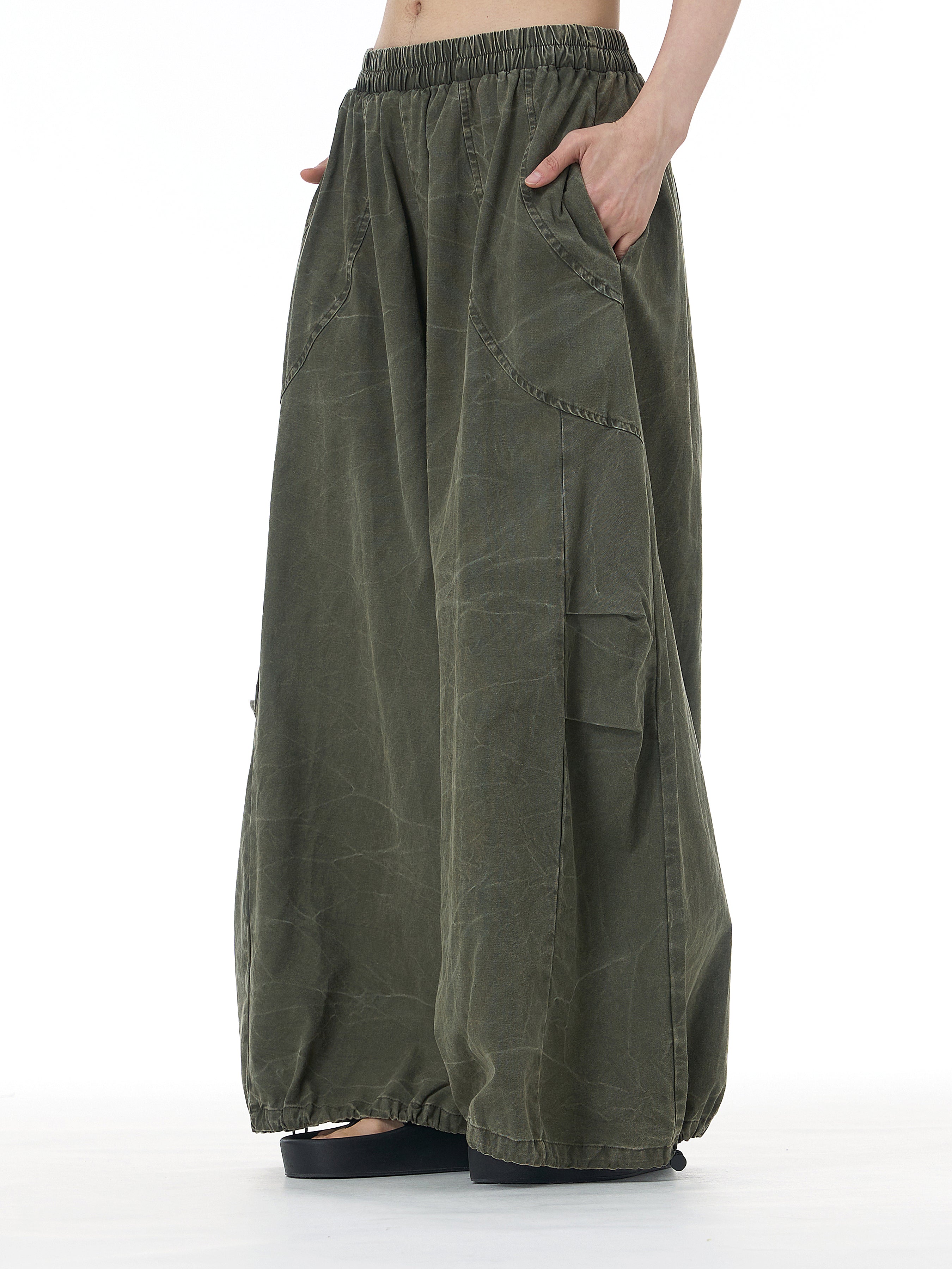 Washed Cargo Wide Leg Jogger Pants 68980