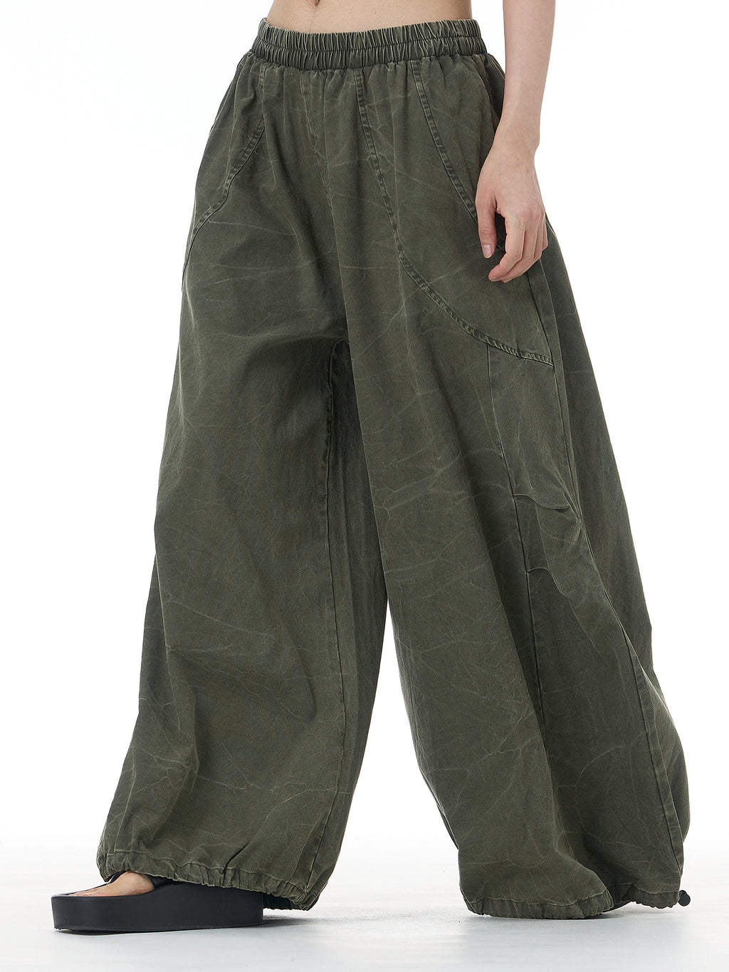 Washed Cargo Wide Leg Jogger Pants 68980