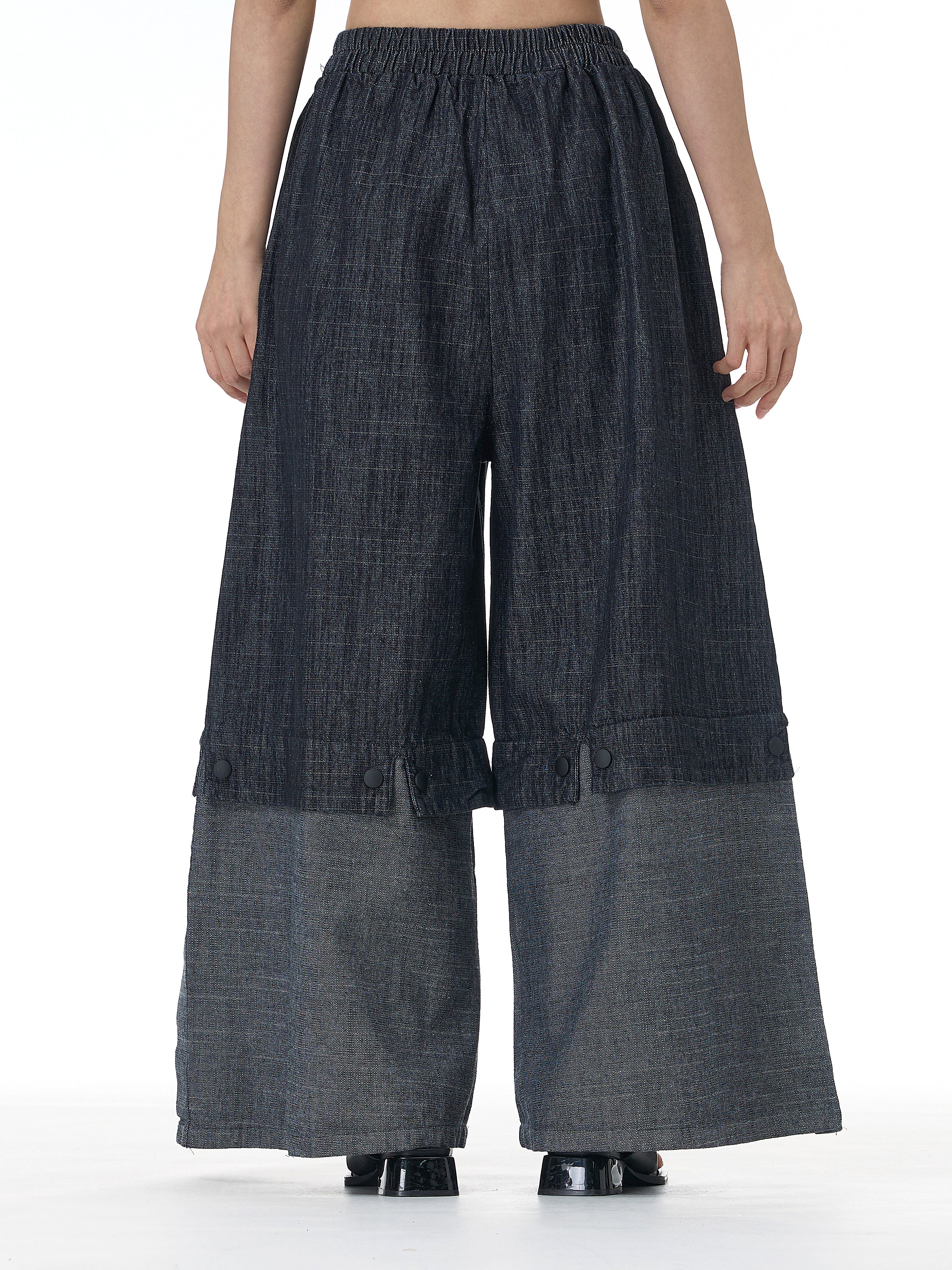 Two-Tone Spliced Denim Wide Leg Pants 69319