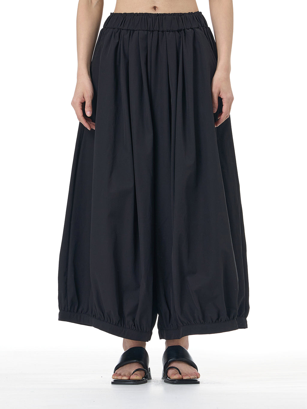 Black Balloon Wide Leg Pants with Elastic Waist 3925-15
