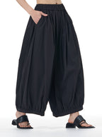 Black Balloon Wide Leg Pants with Elastic Waist 3925-15