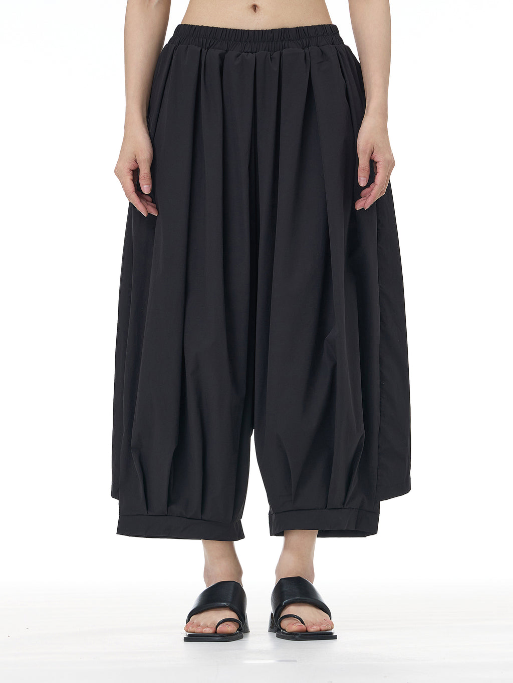 Black Pleated Wide Leg Harem Pants 11032