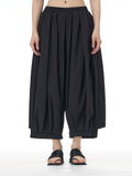 Black Pleated Wide Leg Harem Pants 11032