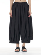 Black Pleated Wide Leg Harem Pants 11032