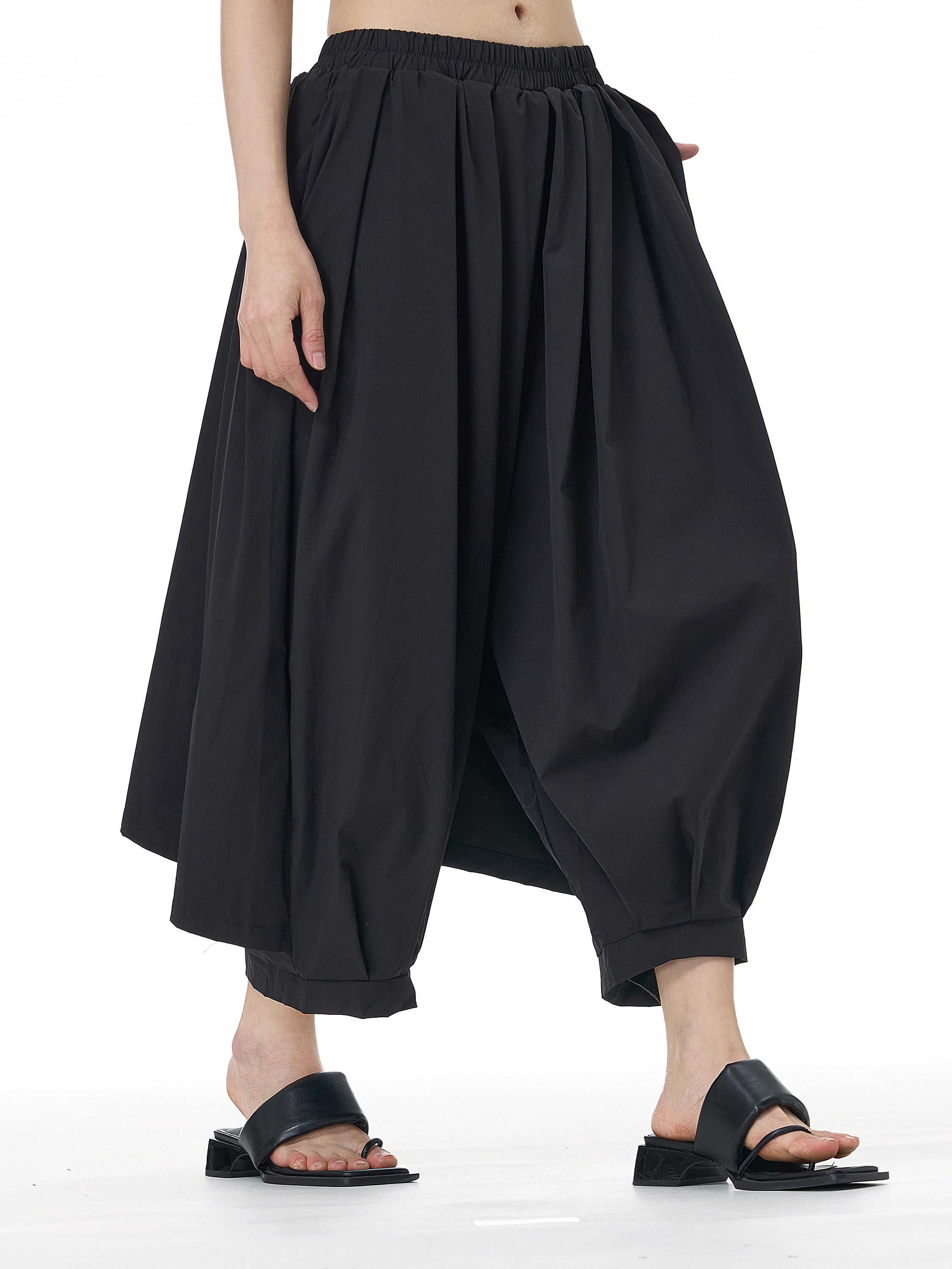 Black Pleated Wide Leg Harem Pants 11032