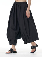 Black Pleated Wide Leg Harem Pants 11032