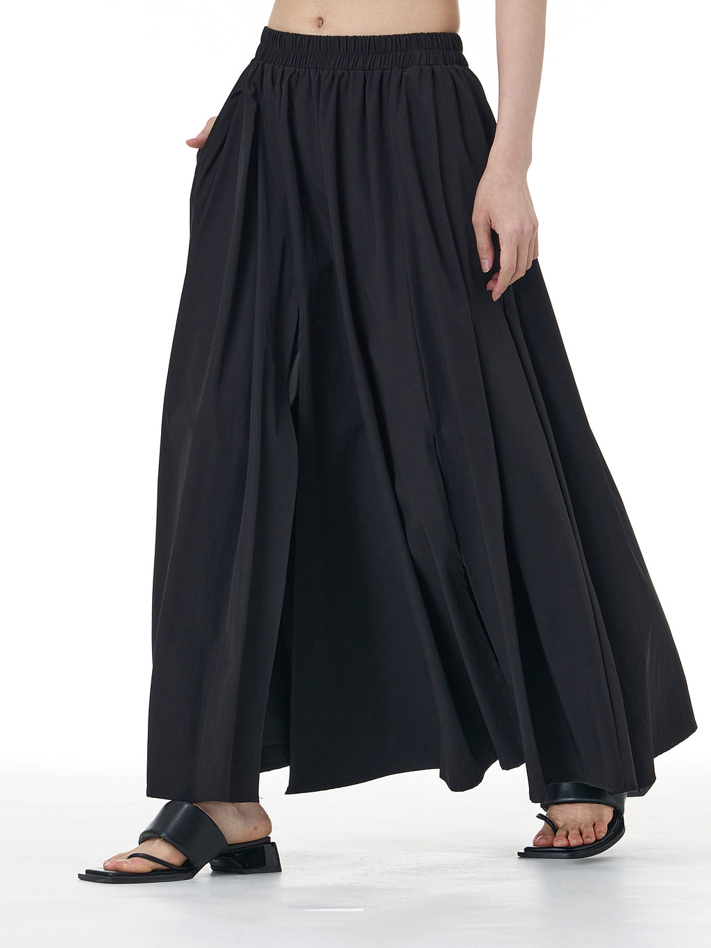 Pleated Full A-Line Maxi Skirt 68515