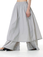 Layered Wide Leg Pants with Elastic Waist 69932