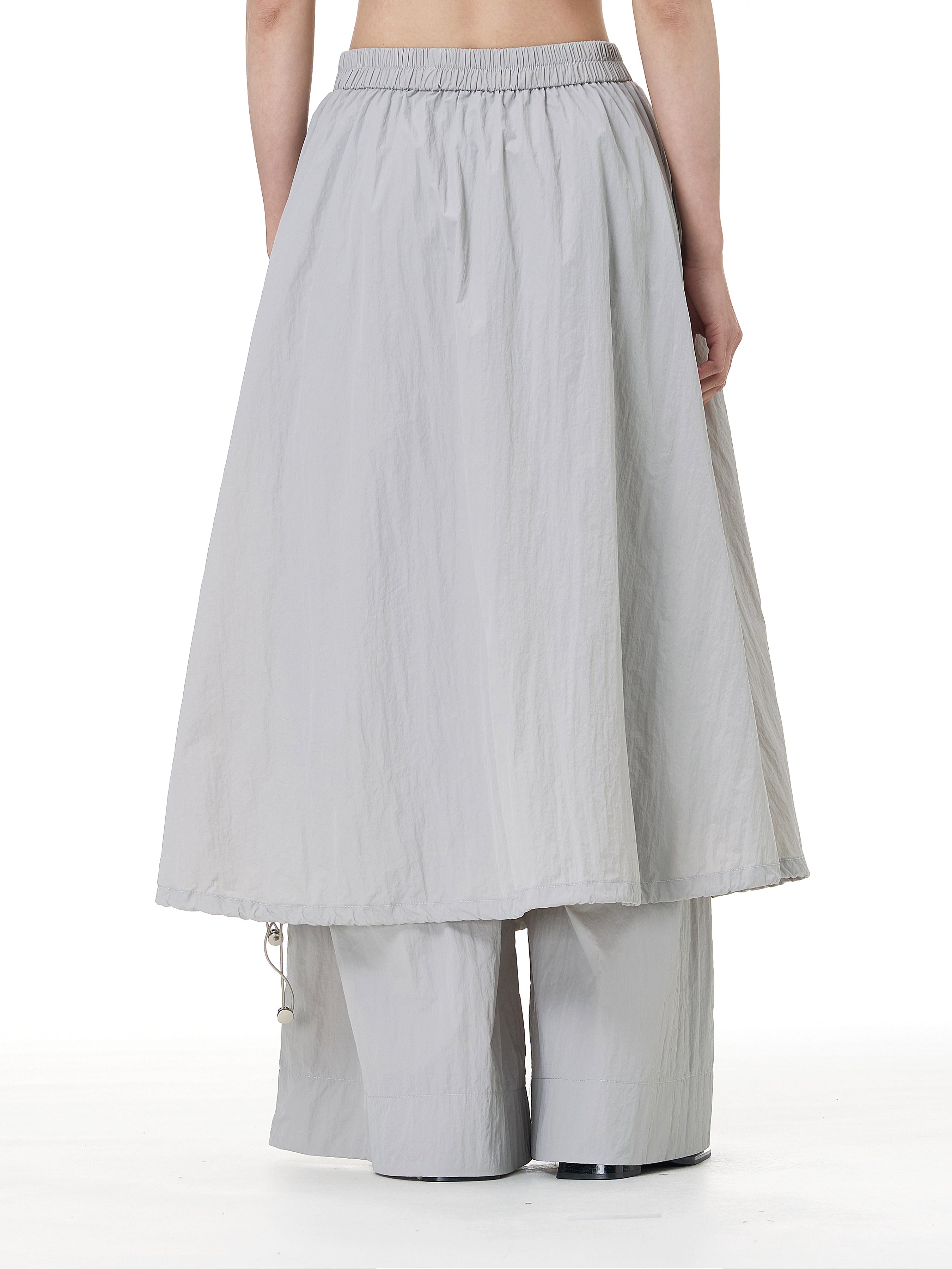 Layered Wide Leg Pants with Elastic Waist 69932