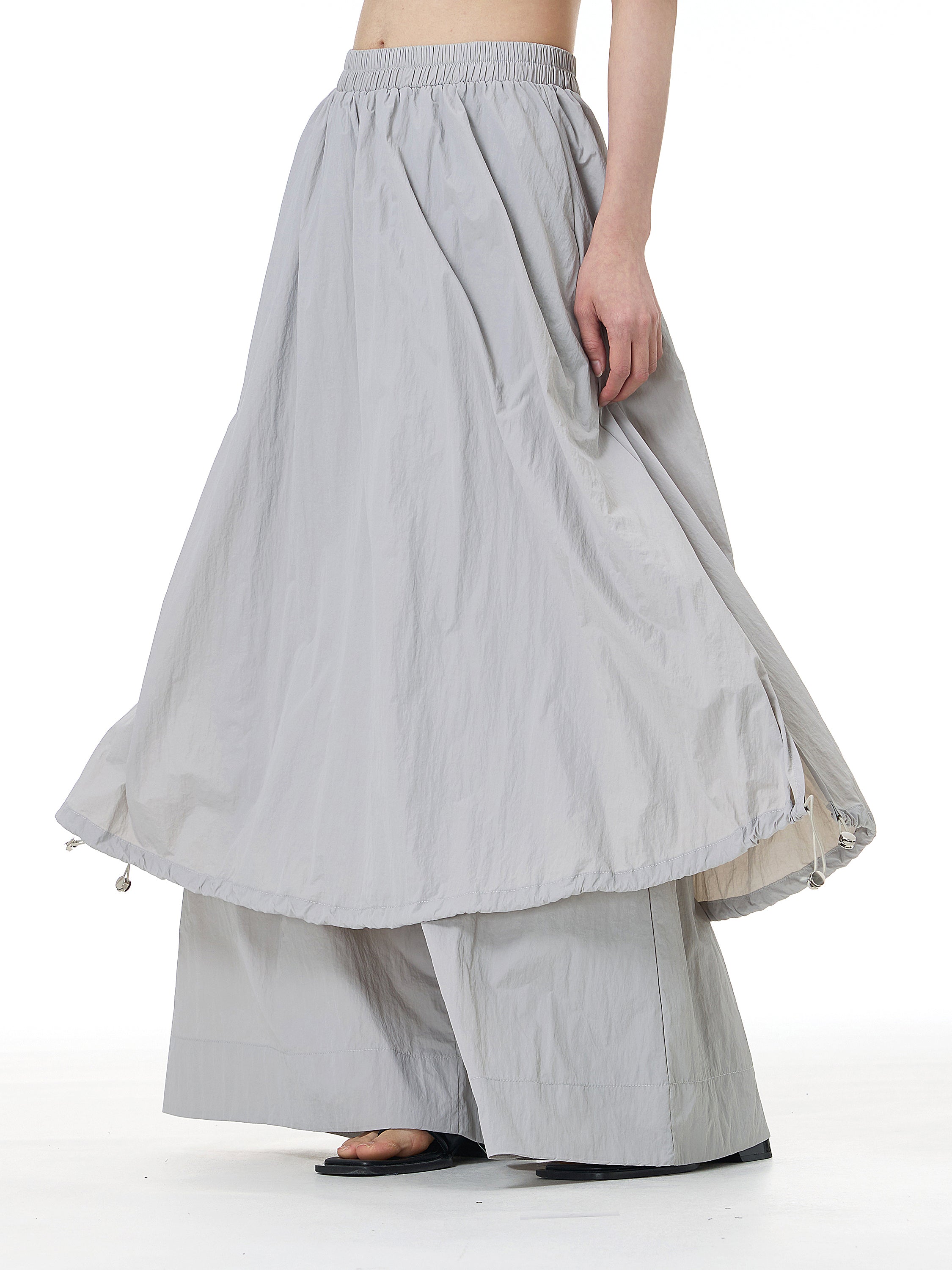 Layered Wide Leg Pants with Elastic Waist 69932