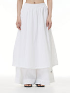 Layered Wide Leg Pants with Elastic Waist 69932