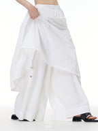 Layered Wide Leg Pants with Elastic Waist 69932