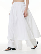 Layered Wide Leg Pants with Elastic Waist 69932