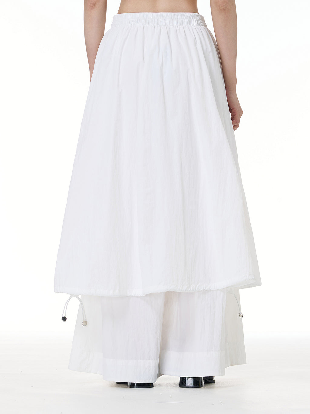 Layered Wide Leg Pants with Elastic Waist 69932