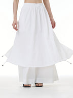 Layered Wide Leg Pants with Elastic Waist 69932