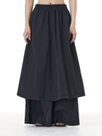 Layered Wide Leg Pants with Elastic Waist 69932