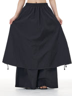 Layered Wide Leg Pants with Elastic Waist 69932