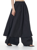 Layered Wide Leg Pants with Elastic Waist 69932