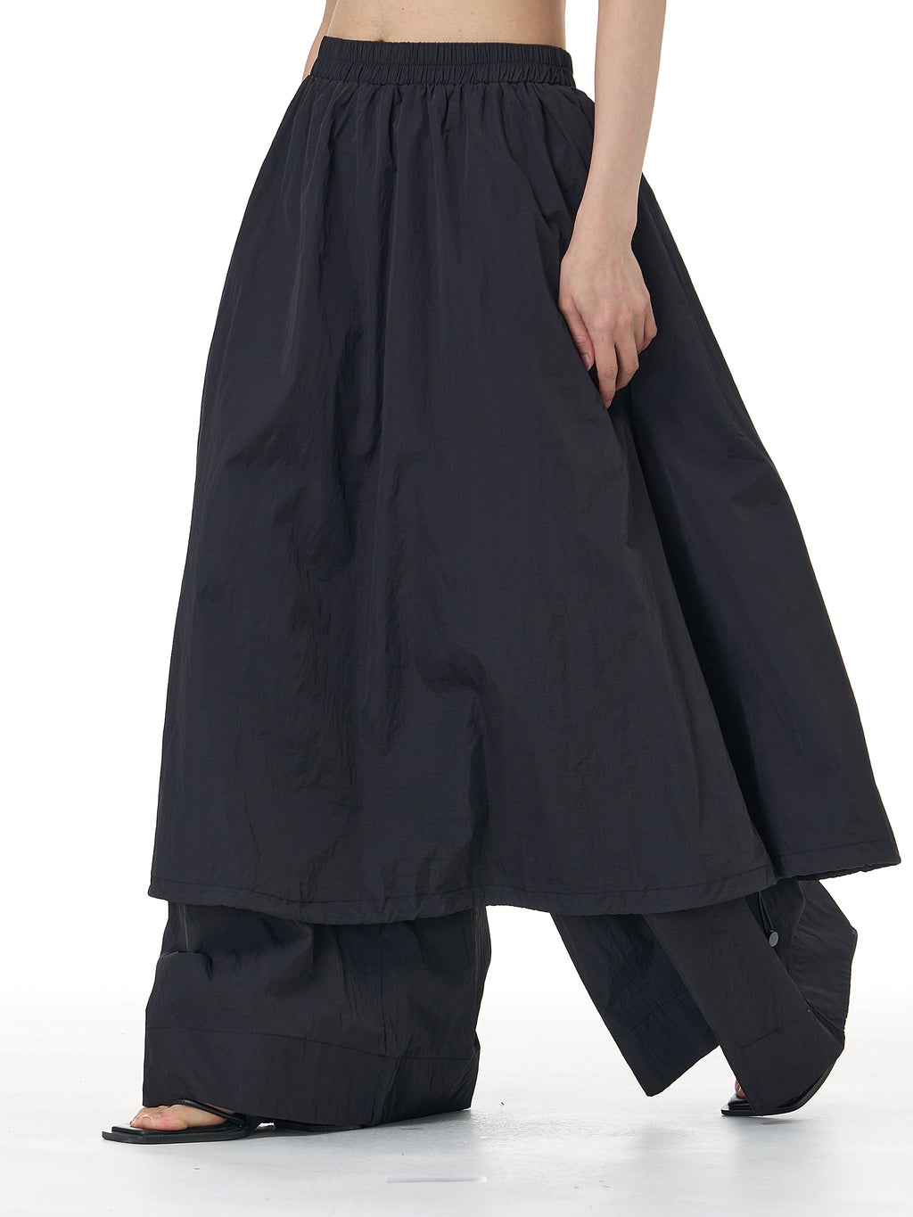 Layered Wide Leg Pants with Elastic Waist 69932