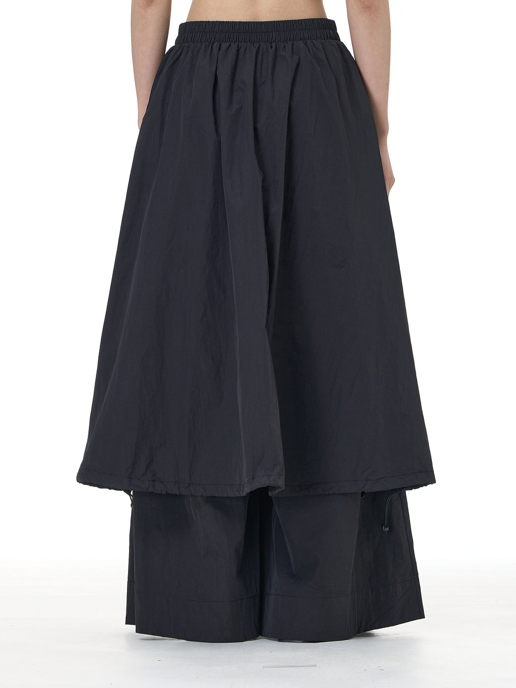 Layered Wide Leg Pants with Elastic Waist 69932