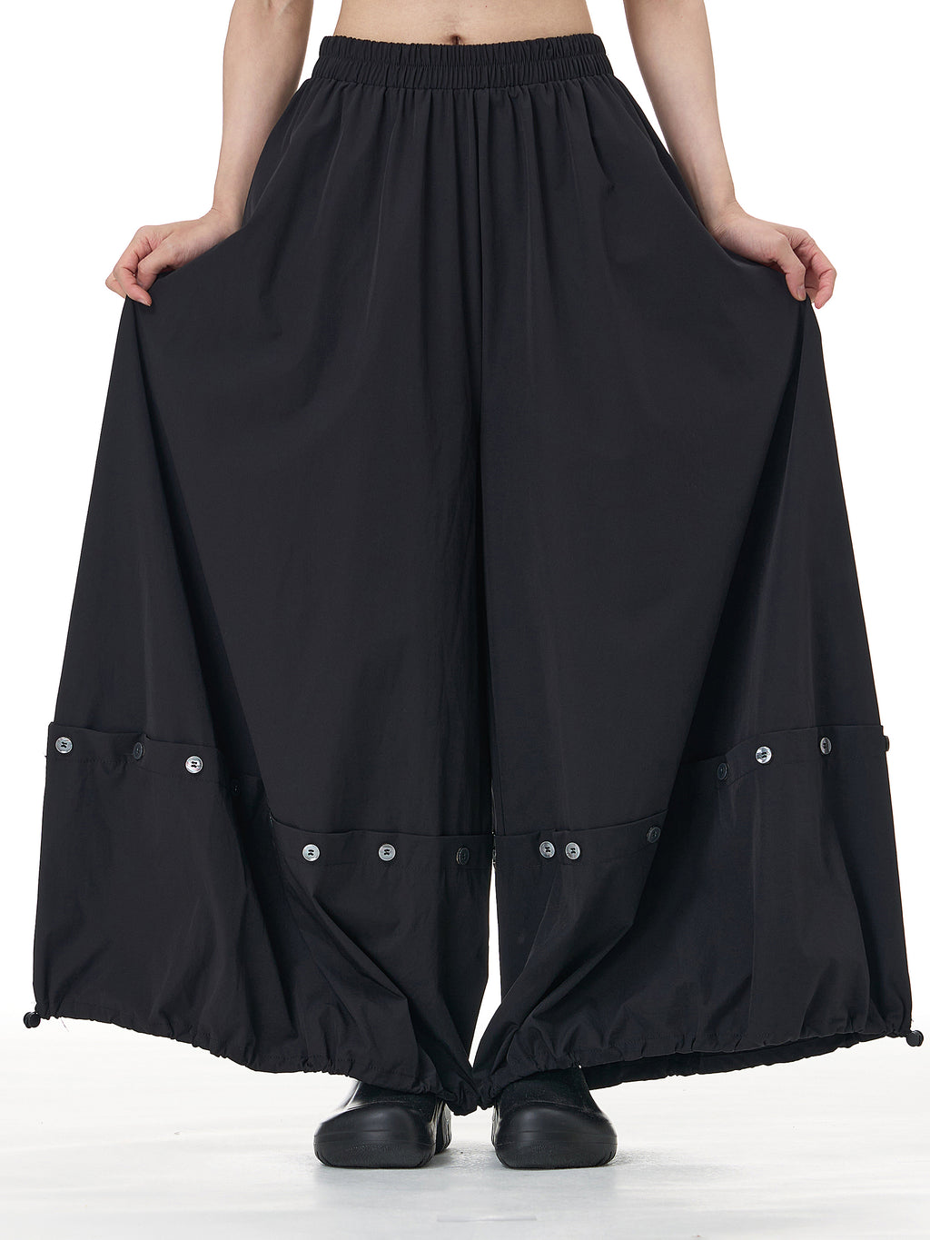 Button Hem Convertible Wide Leg Pants 12052