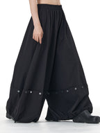 Button Hem Convertible Wide Leg Pants 12052