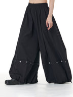 Button Hem Convertible Wide Leg Pants 12052
