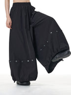 Button Hem Convertible Wide Leg Pants 12052
