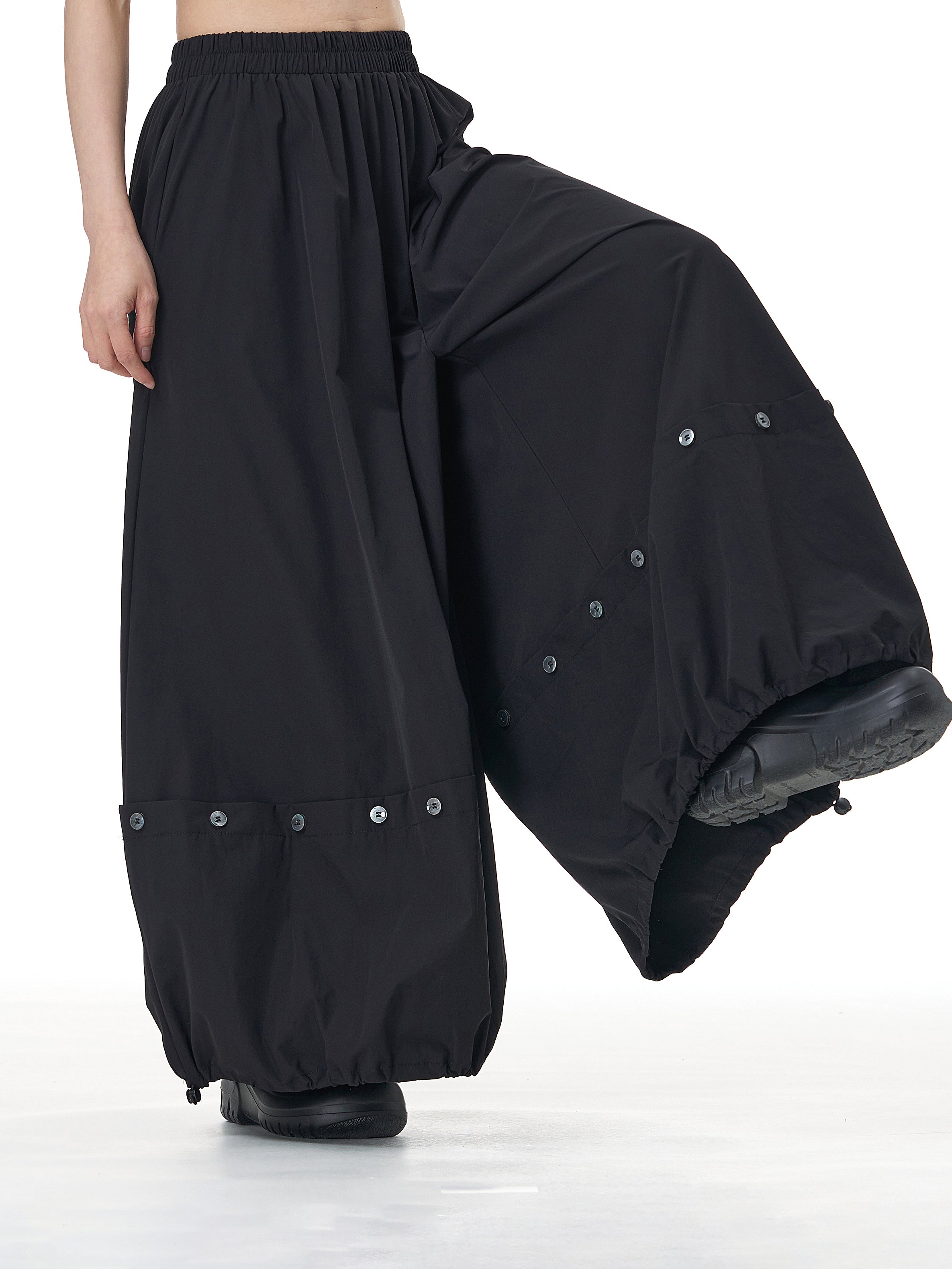 Button Hem Convertible Wide Leg Pants 12052