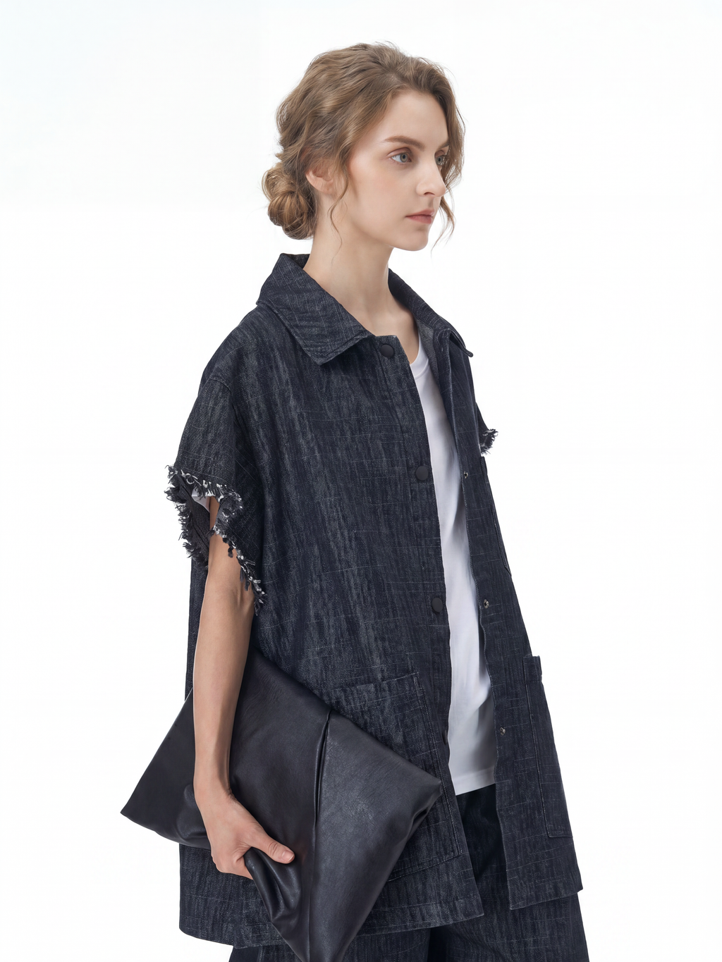 Frayed Edge Oversized Denim Shirt Jacket 69303