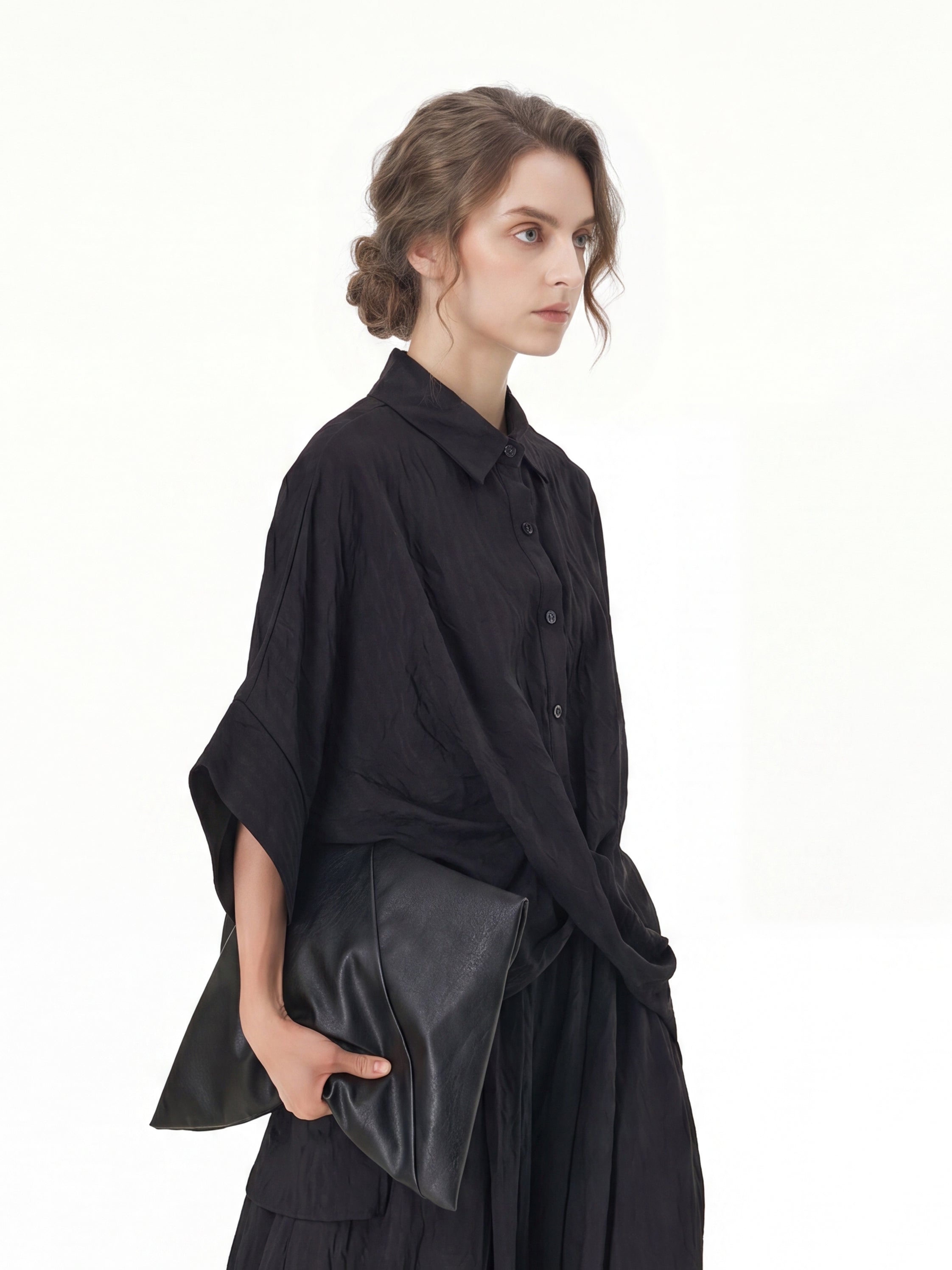 Oversized Textured Short Sleeve Shirt 5803
