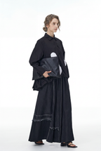 Black Balloon Midi Skirt with Pockets 1332