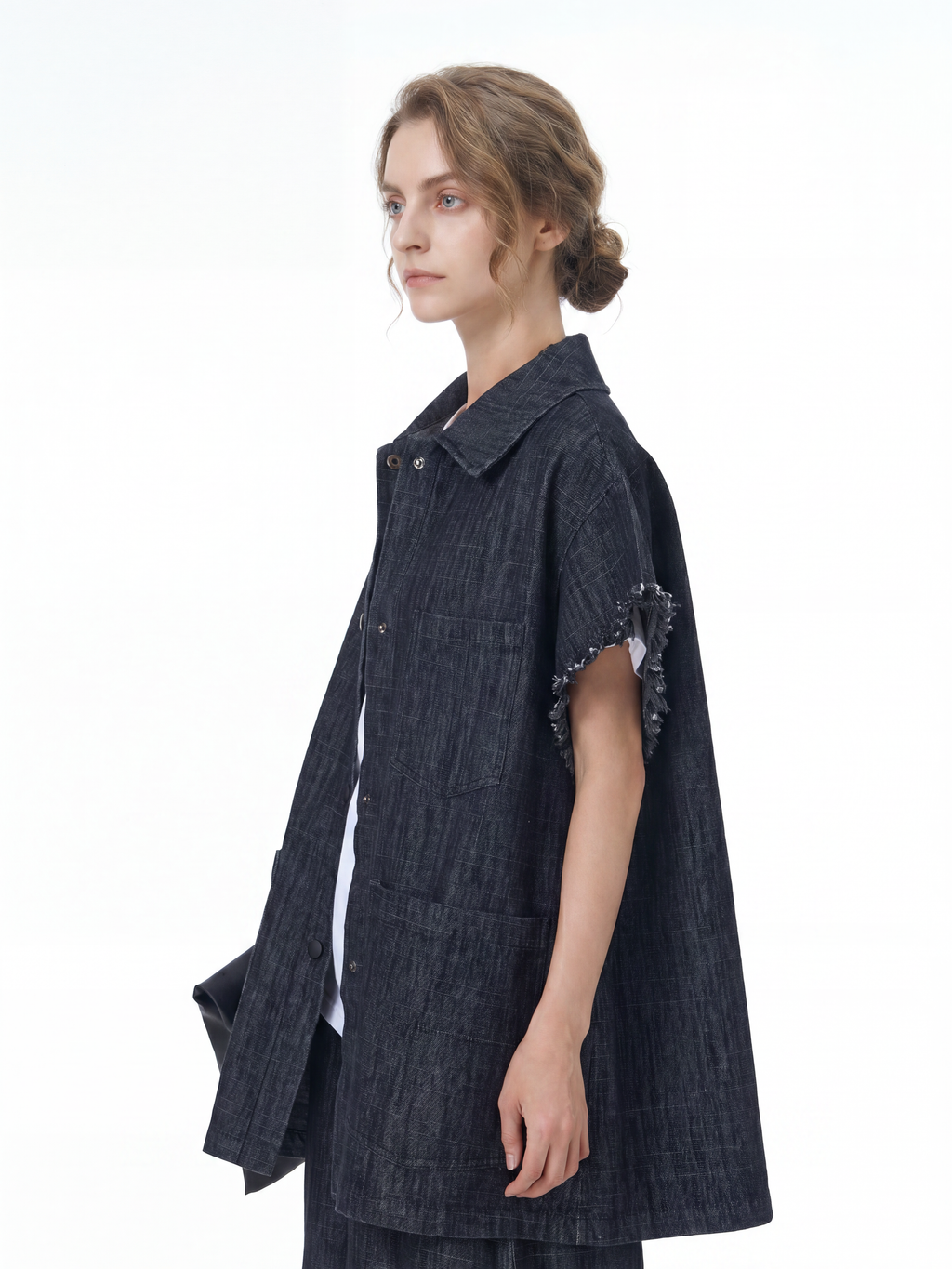 Frayed Edge Oversized Denim Shirt Jacket 69303