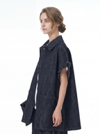 Frayed Edge Oversized Denim Shirt Jacket 69303