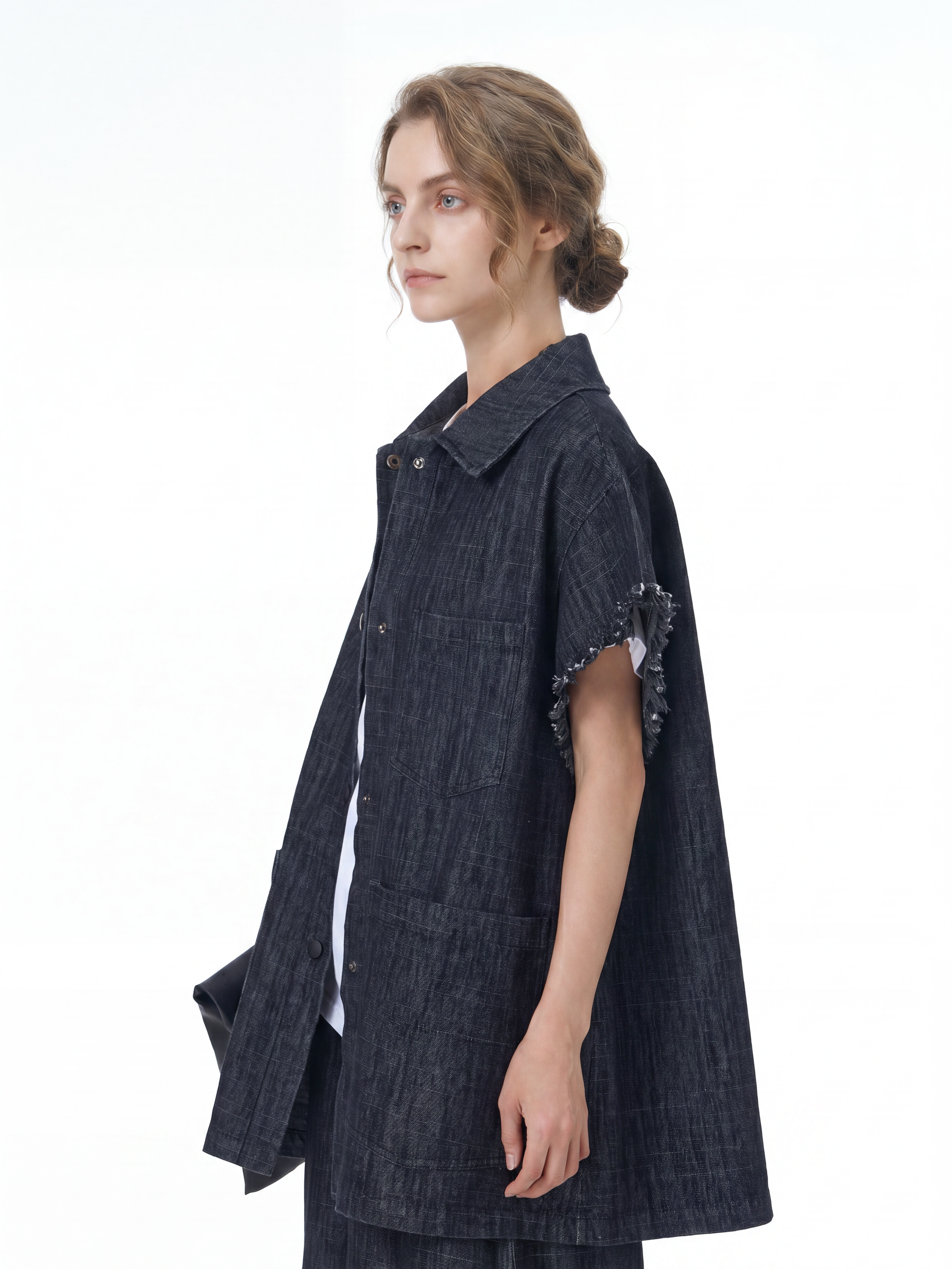 Frayed Edge Oversized Denim Shirt Jacket 69303