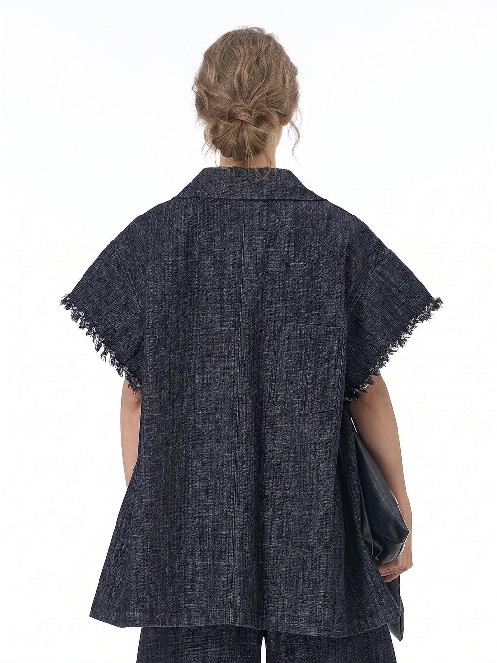 Frayed Edge Oversized Denim Shirt Jacket 69303