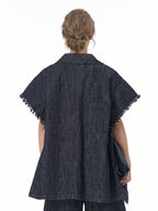 Frayed Edge Oversized Denim Shirt Jacket 69303