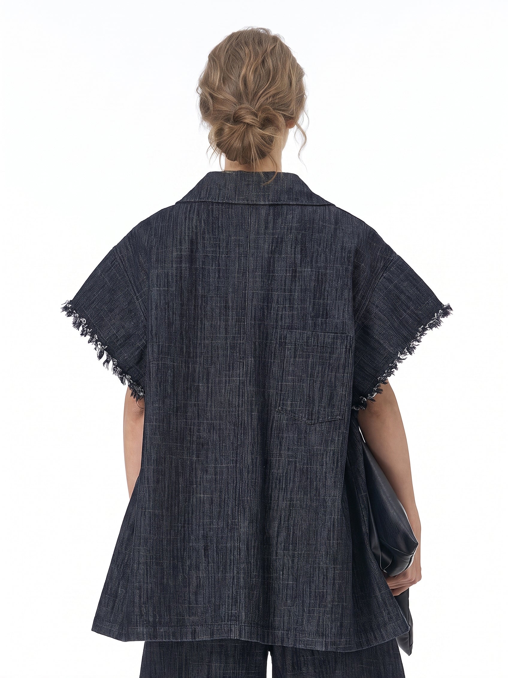 Frayed Edge Oversized Denim Shirt Jacket 69303