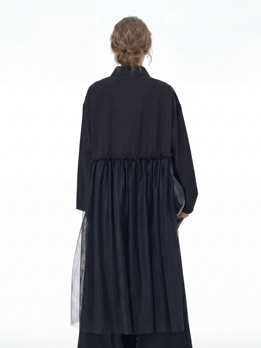 Tulle Spliced Oversized Shirt 69051