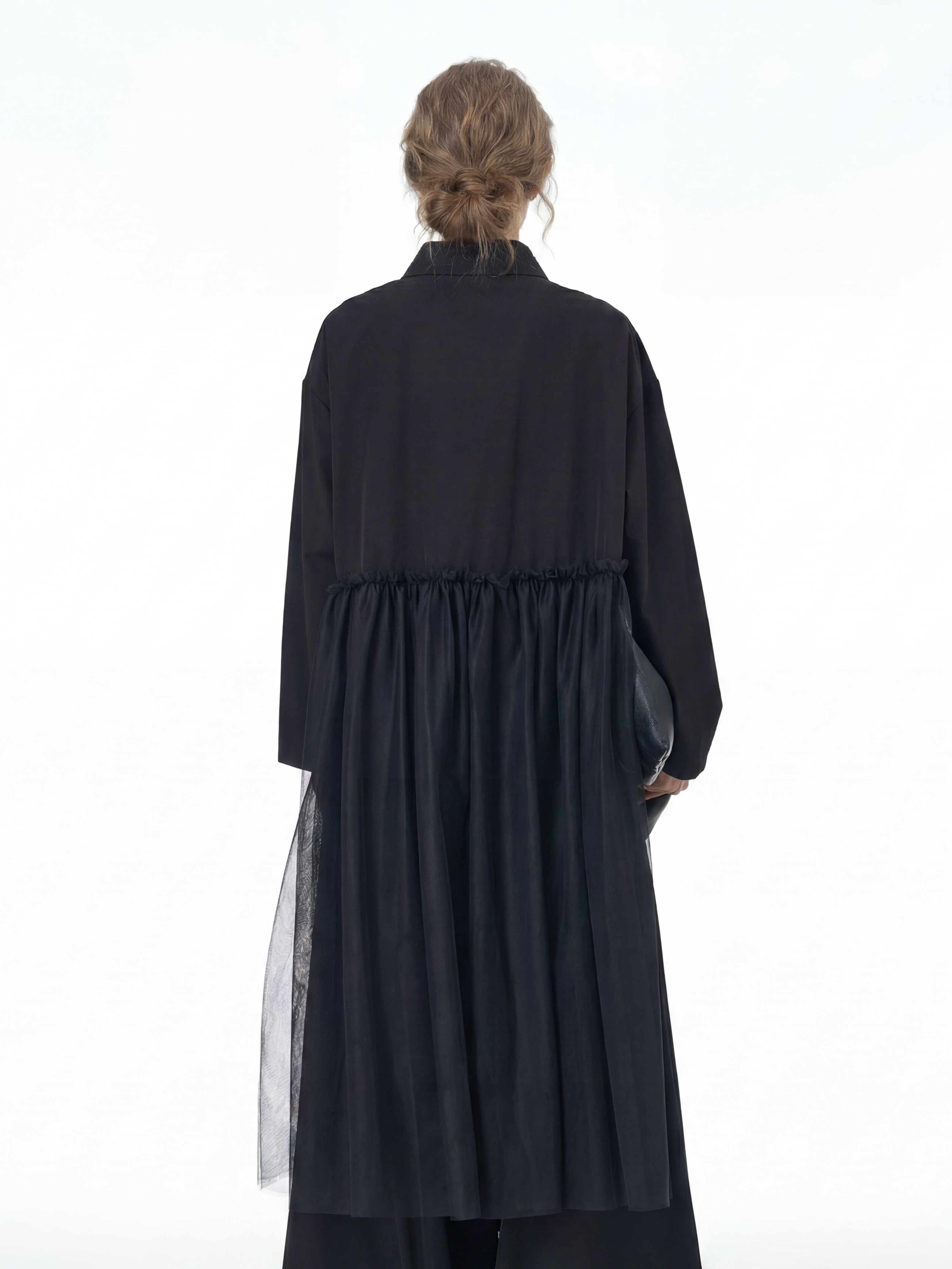 Tulle Spliced Oversized Shirt 69051
