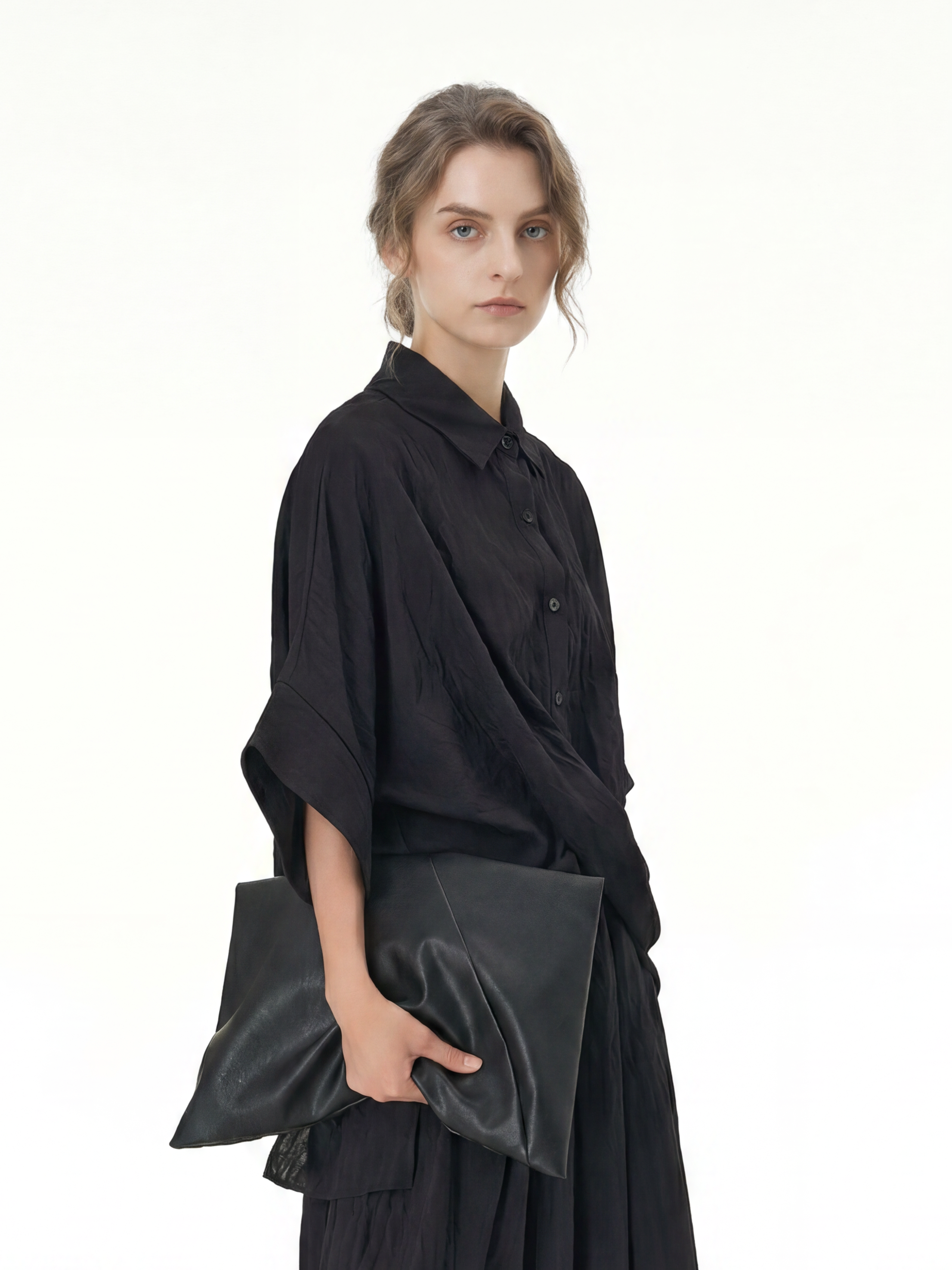 Oversized Textured Short Sleeve Shirt 5803