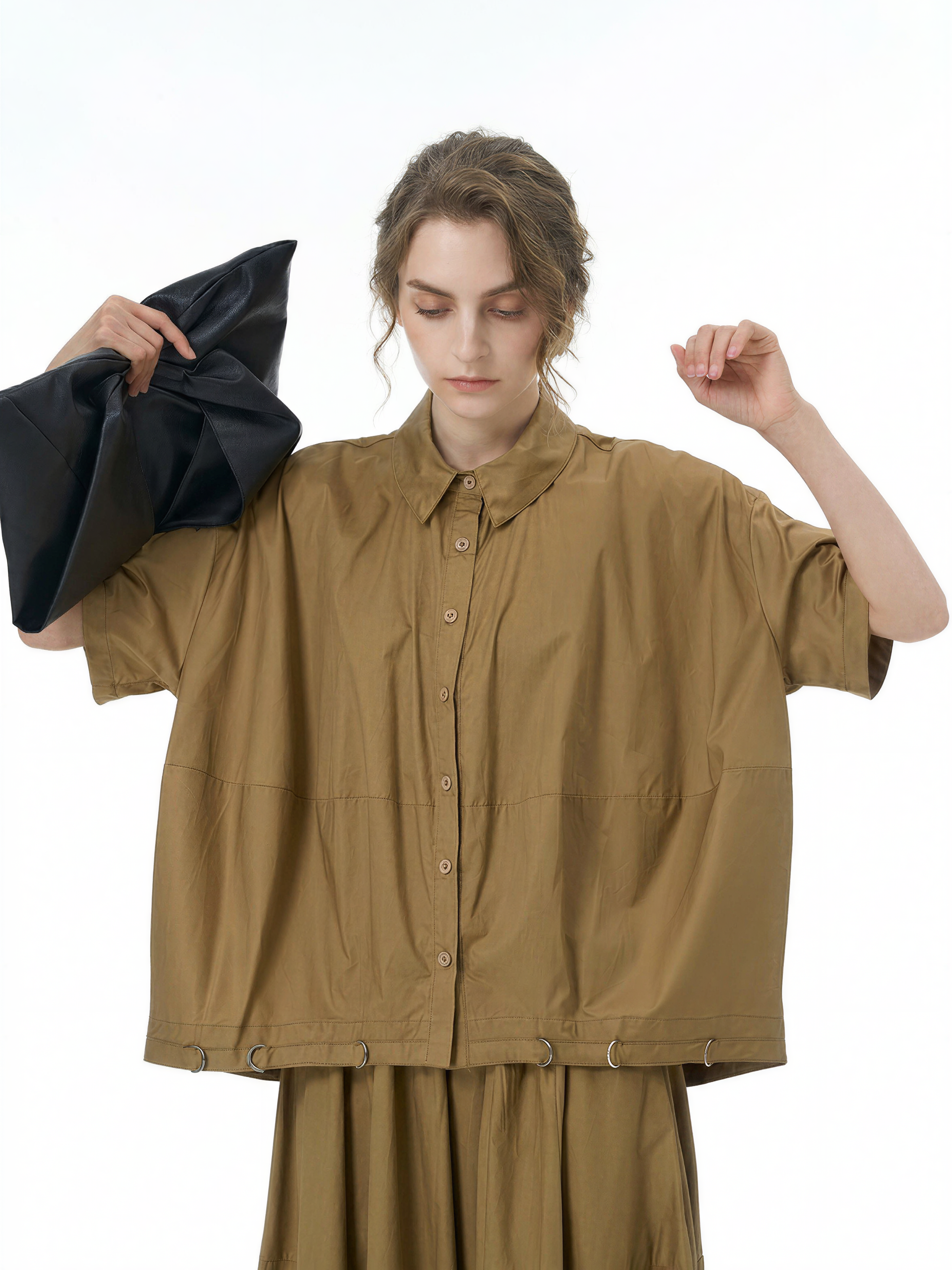 Oversized Cape Short Sleeve Shirt 31862