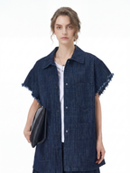 Frayed Edge Oversized Denim Shirt Jacket 69303