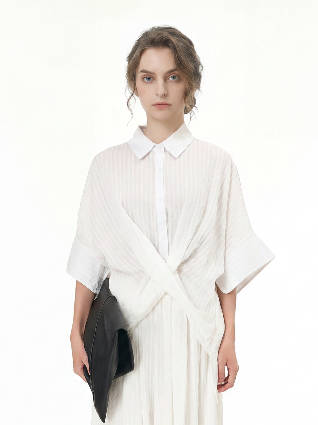 Oversized Textured Short Sleeve Shirt 5803
