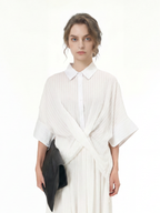 Oversized Textured Short Sleeve Shirt 5803