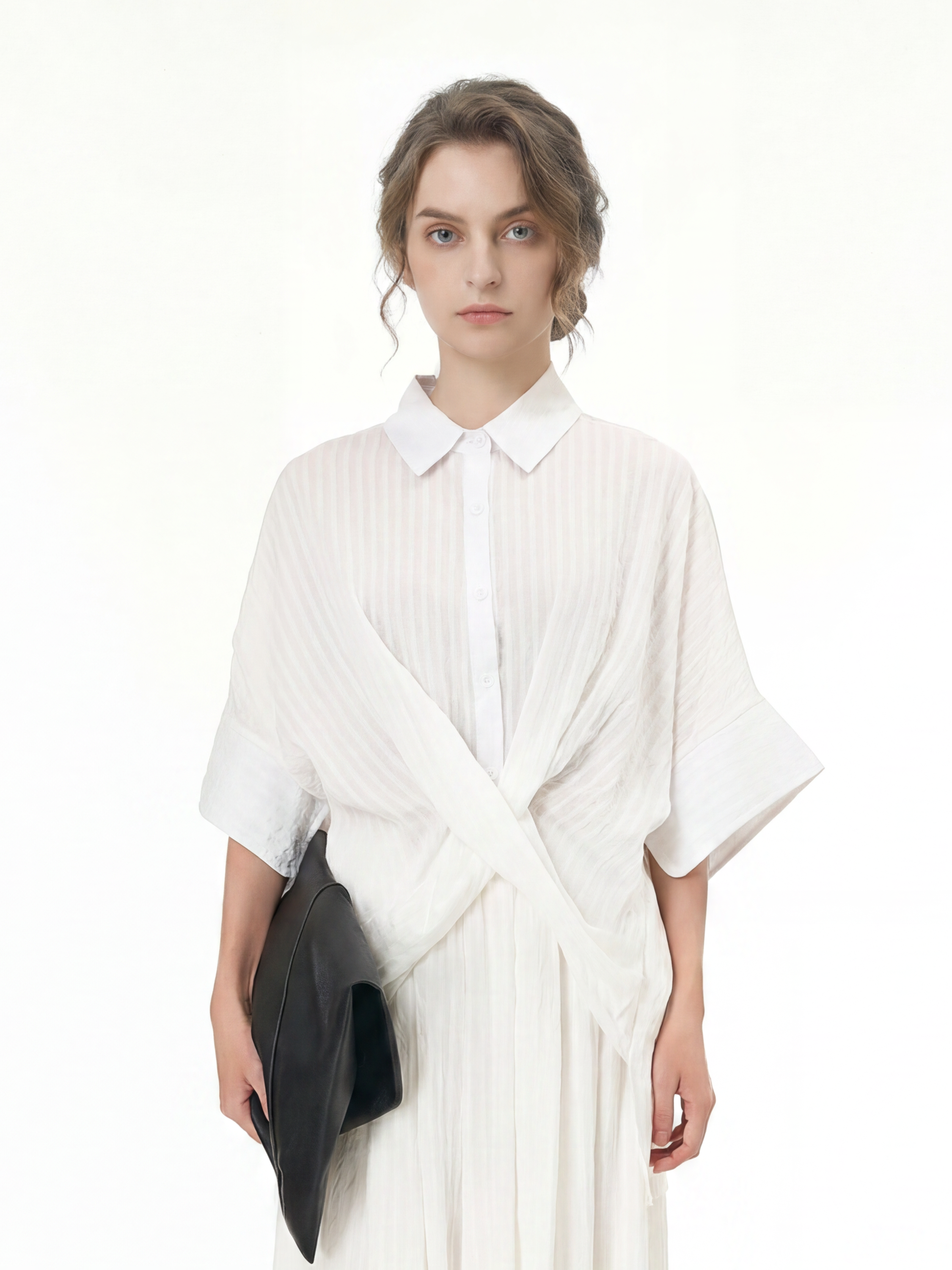 Oversized Textured Short Sleeve Shirt 5803