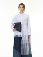 Tulle Spliced Oversized Shirt 69051